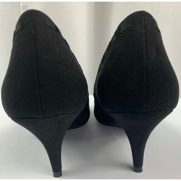 Kelly & Katie Heels Suede Ribbon Bow Pointed Toe - Picture 5 of 10